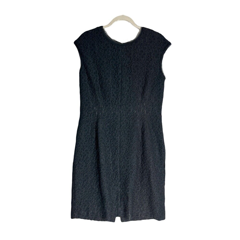 Anne Klein Womens Size 14 Black Lace Dress Midi Crew Neck Office Dinner